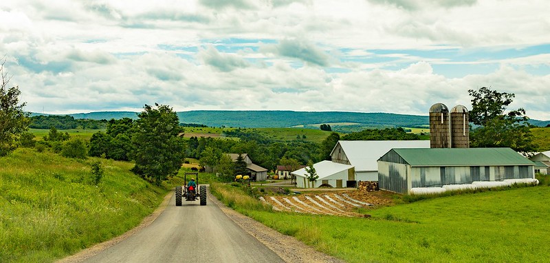 Picturesque hills and farmland in Meyersdale, PA.